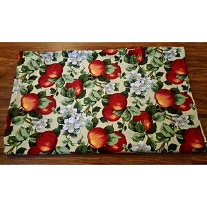 Red Apple Blossom Tablecloth Fruit Harvest Yellow Oblong Cottage Country 69x56